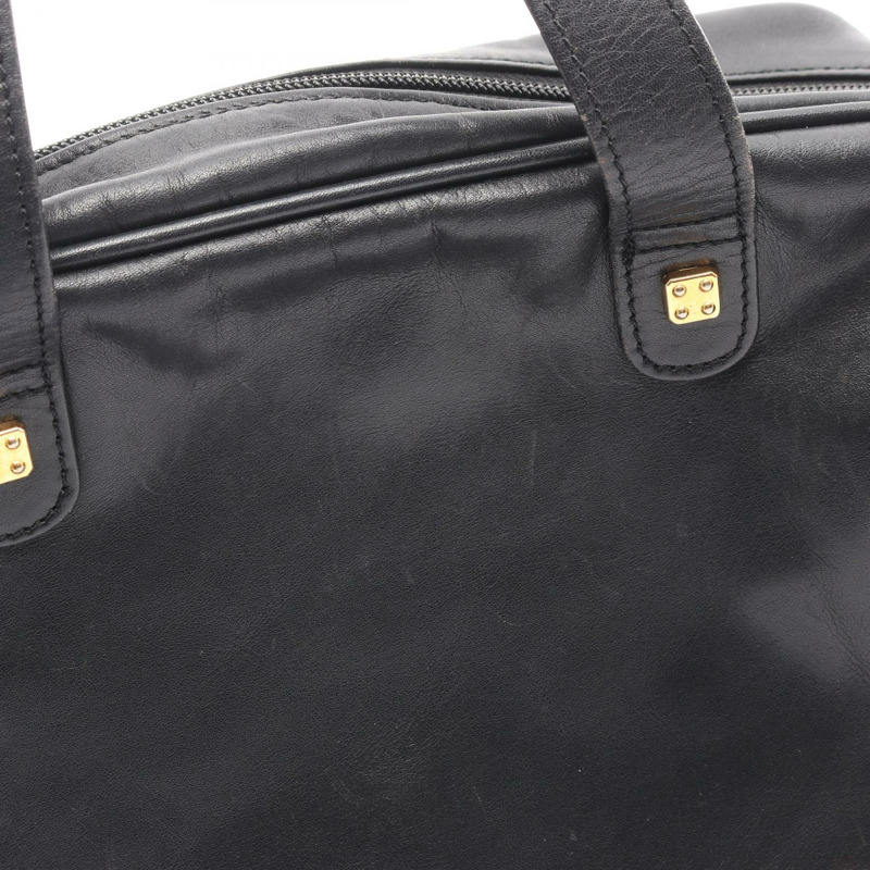 LOEWE Anagram 旅行手提包，黑色皮革，二手女款-6
