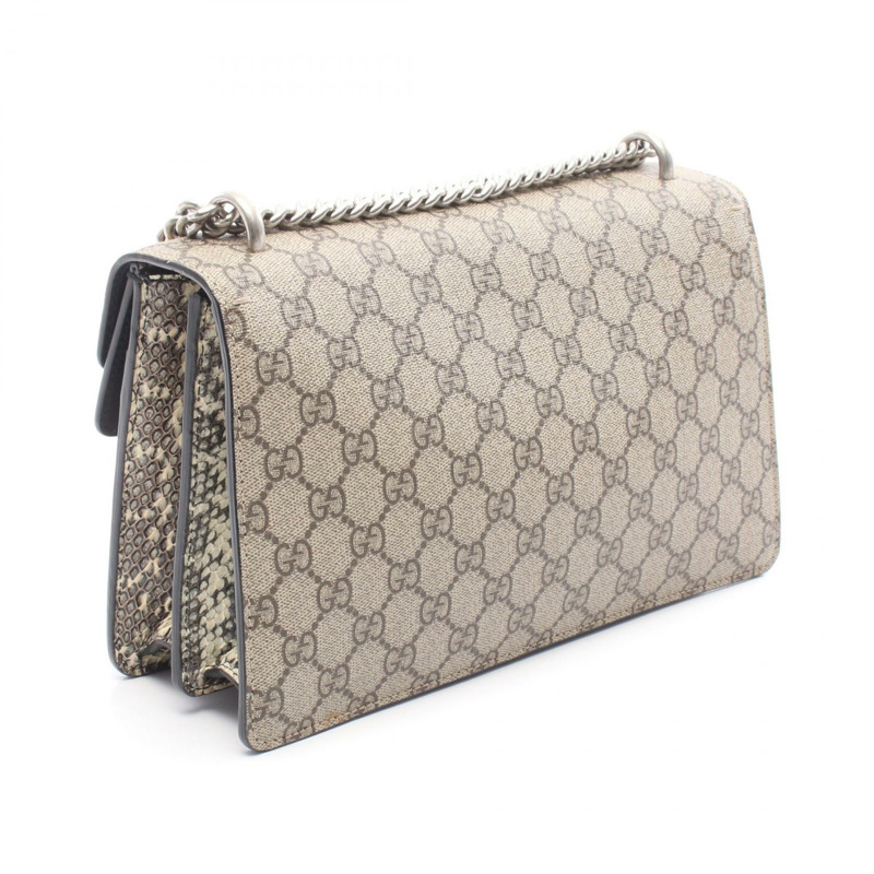 GUCCI Dionysus GG Supreme 單肩包 PVC塗層帆布 異國皮革 米色 多色 二手 女士-1