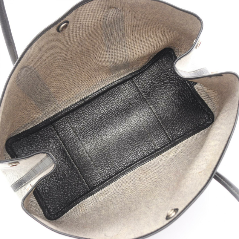 愛馬仕花園派對 PM 手提包 F 066744CK Toile H Negonda 米白/黑色 二手 SHW-2