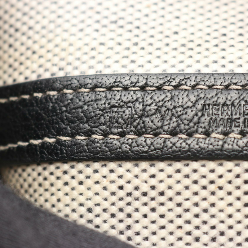 愛馬仕花園派對 PM 手提包 F 066744CK Toile H Negonda 米白/黑色 二手 SHW-4