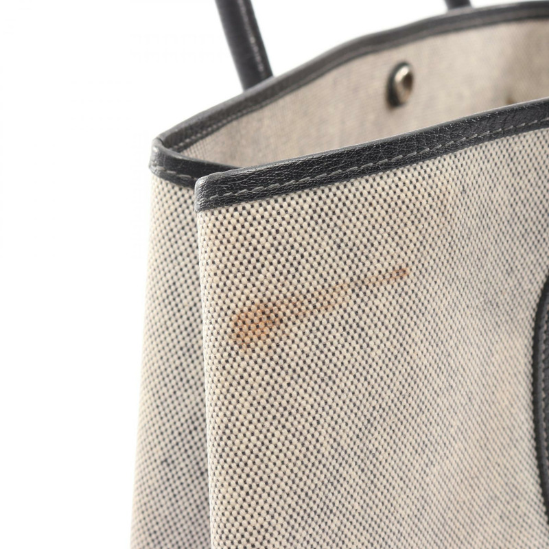 愛馬仕花園派對 PM 手提包 F 066744CK Toile H Negonda 米白/黑色 二手 SHW-5