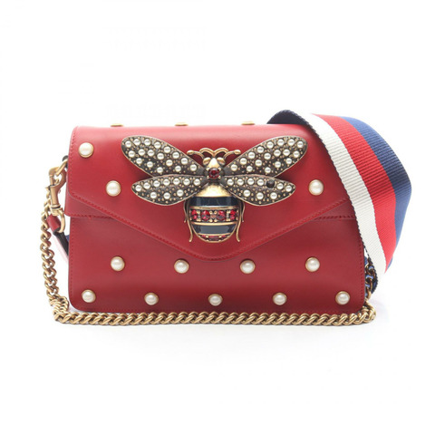 GUCCI Broadway 鏈條單肩手提包 453778 紅色皮革 二手 女士