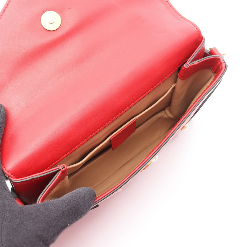 GUCCI Broadway 鏈條單肩手提包 453778 紅色皮革 二手 女士-2