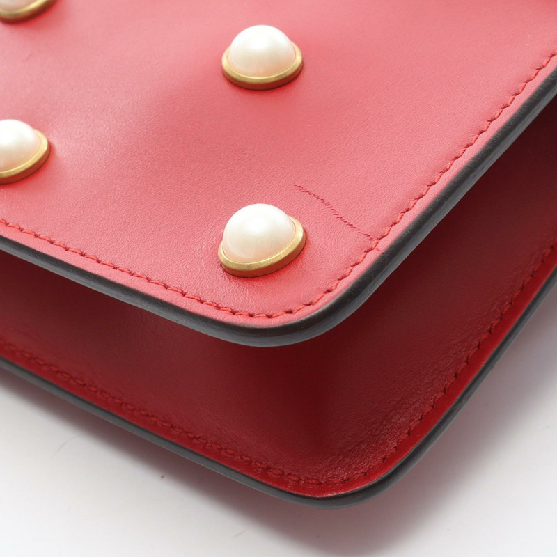 GUCCI Broadway 鏈條單肩手提包 453778 紅色皮革 二手 女士-8