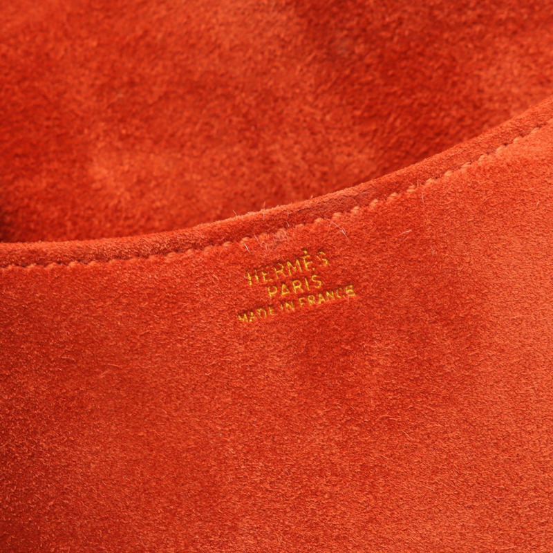 愛馬仕 Paula Doblis 單肩斜背包 2R〇J 橘色麂皮 GHW 二手 女士 J-3