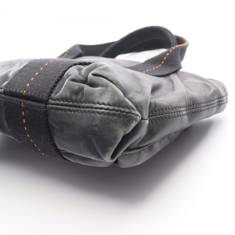 愛馬仕 Caravan Horizontal PM 手提包，黑色橙色真皮，SHW 五金配件，二手女款-4