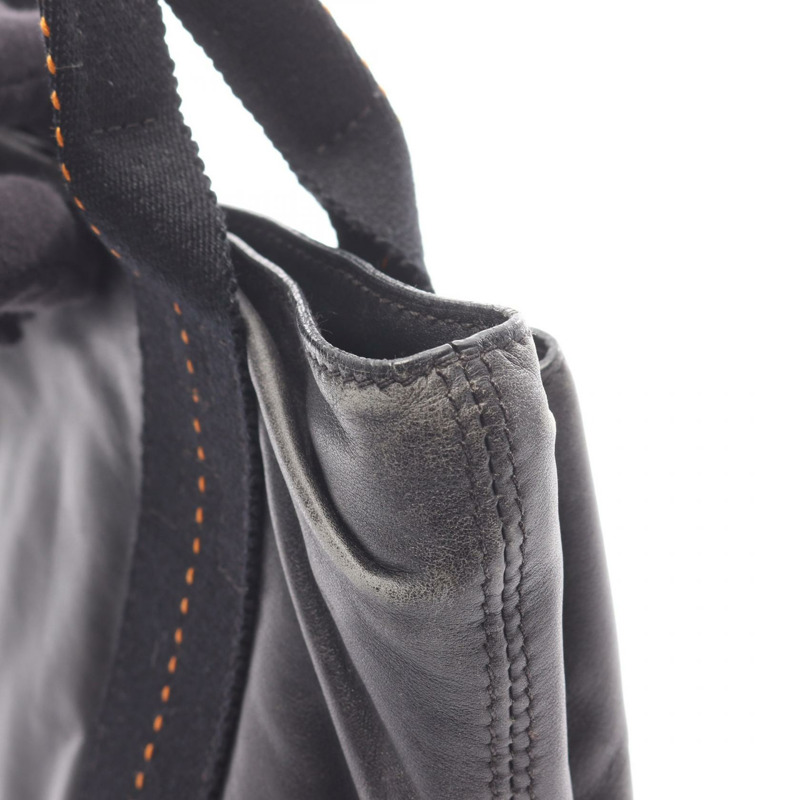 愛馬仕 Caravan Horizontal PM 手提包，黑色橙色真皮，SHW 五金配件，二手女款-8