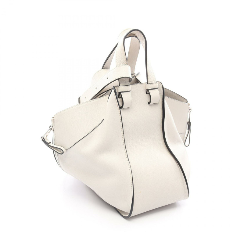 LOEWE Hammock 小號肩斜背包 38730N60 白色皮革 二手 女士-1