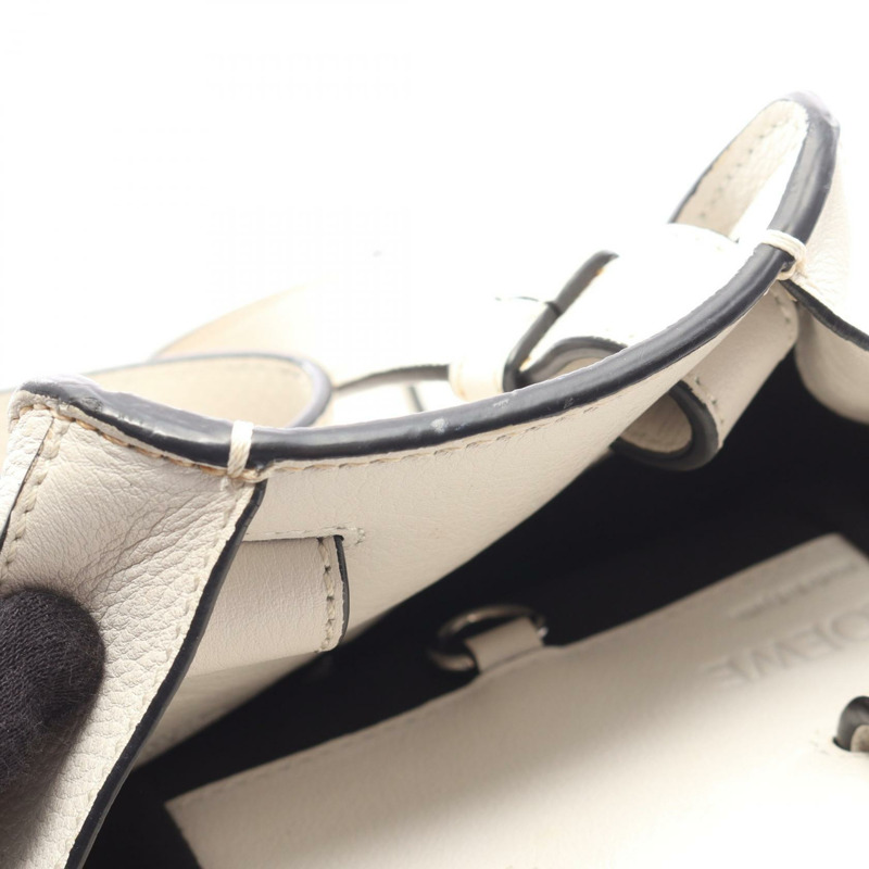 LOEWE Hammock 小號肩斜背包 38730N60 白色皮革 二手 女士-5