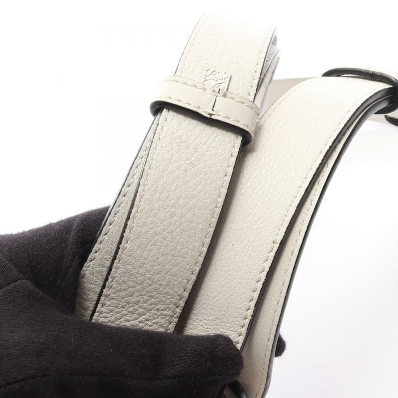 LOEWE Hammock 小號肩斜背包 38730N60 白色皮革 二手 女士-11