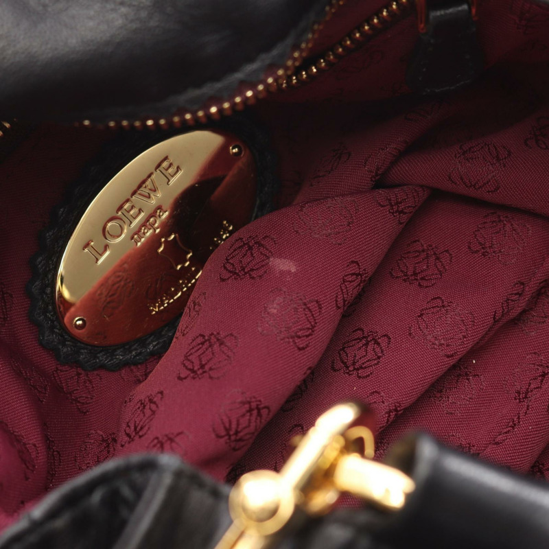 LOEWE Flamenco 30 斜背包單肩包，黑色皮革，二手女款-8