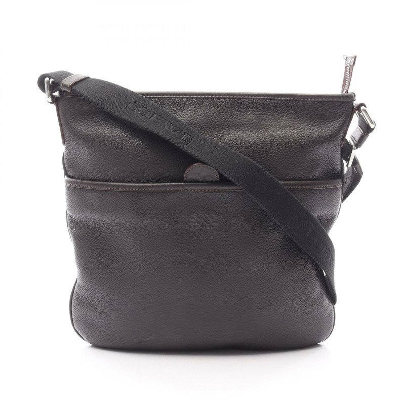 LOEWE Anagram 棕色皮革單肩斜背包（二手女款）-0
