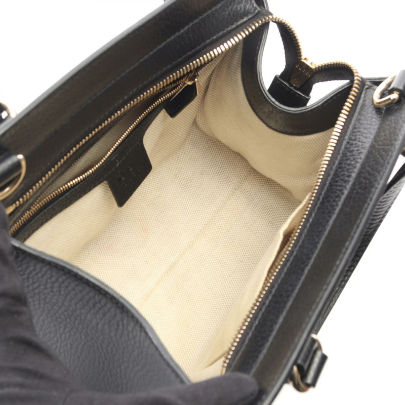 GUCCI Soho Interlocking G 斜背單肩包 607722 黑色皮革 二手-2