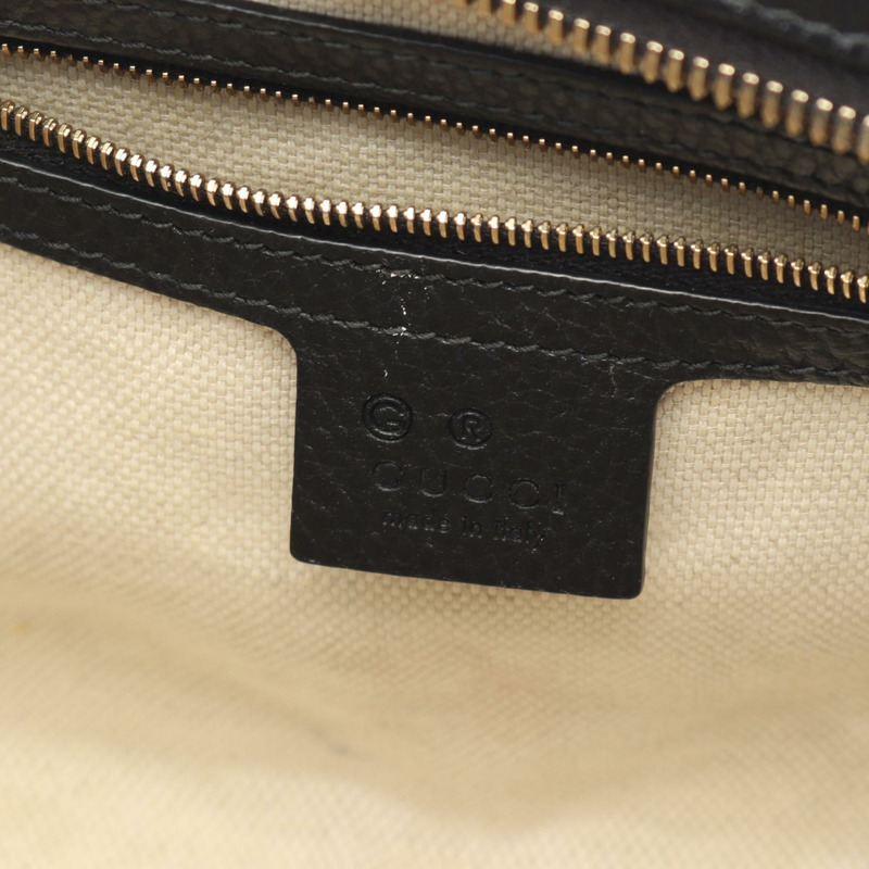 GUCCI Soho Interlocking G 斜背單肩包 607722 黑色皮革 二手-3