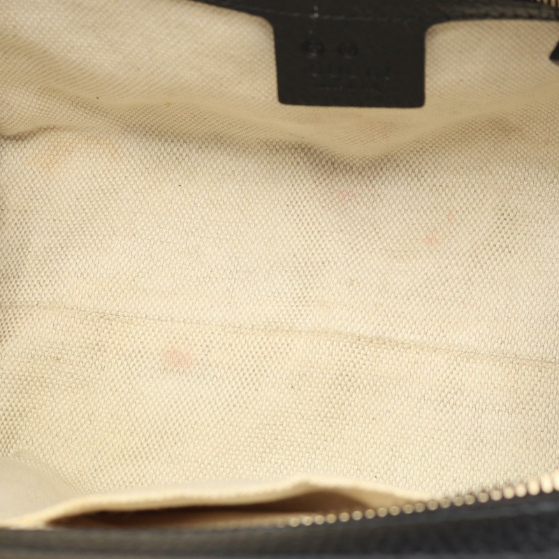 GUCCI Soho Interlocking G 斜背單肩包 607722 黑色皮革 二手-4