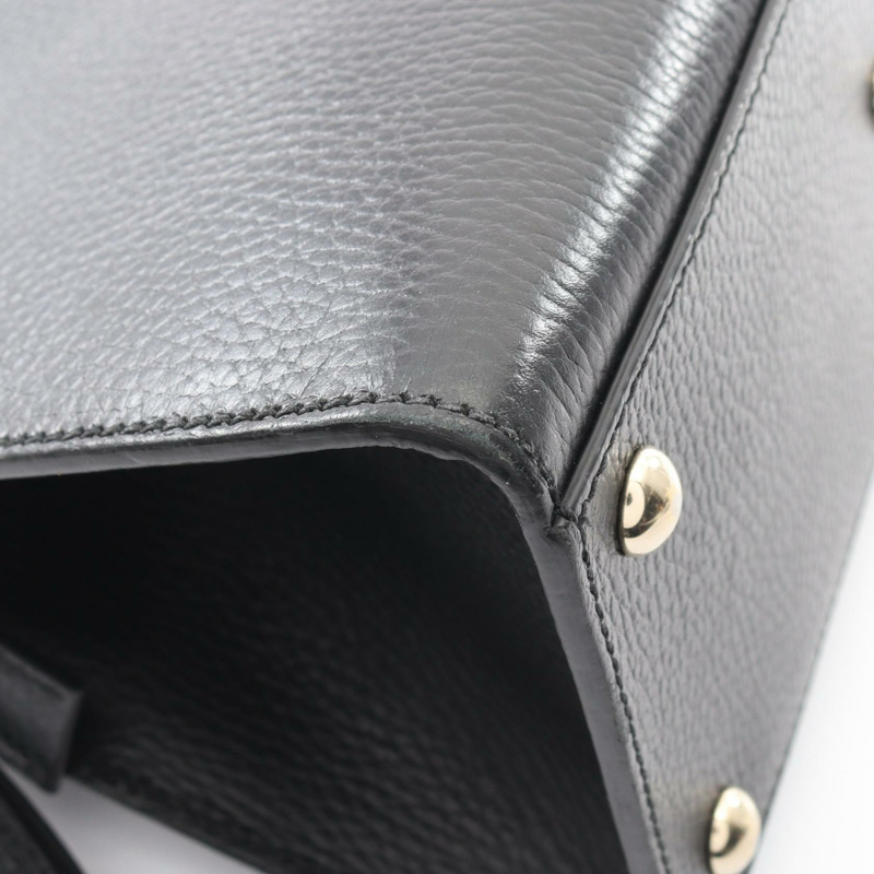 GUCCI Soho Interlocking G 斜背單肩包 607722 黑色皮革 二手-7