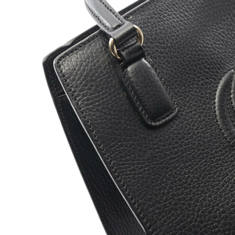 GUCCI Soho Interlocking G 斜背單肩包 607722 黑色皮革 二手-9