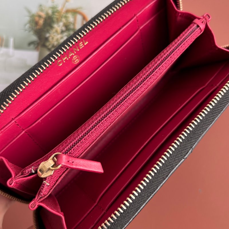 ::CHANEL::19 系列黑色菱格紋 皮穿鏈金雙C 拉鍊中夾-17