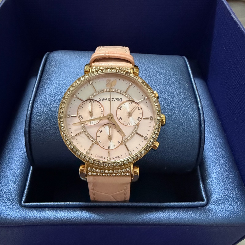 施華洛世奇粉紅色鑽錶-0