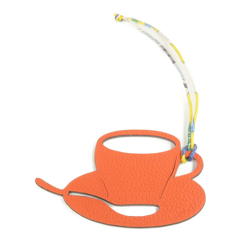 HERMES Clemence皮革Petit H Charm掛飾Capucine-0