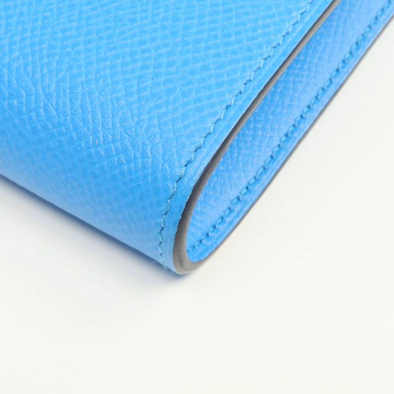 HERMES Epsom皮革Kelly To Go銀扣肩背袋Bleu Frida/Rouge Sellier-8