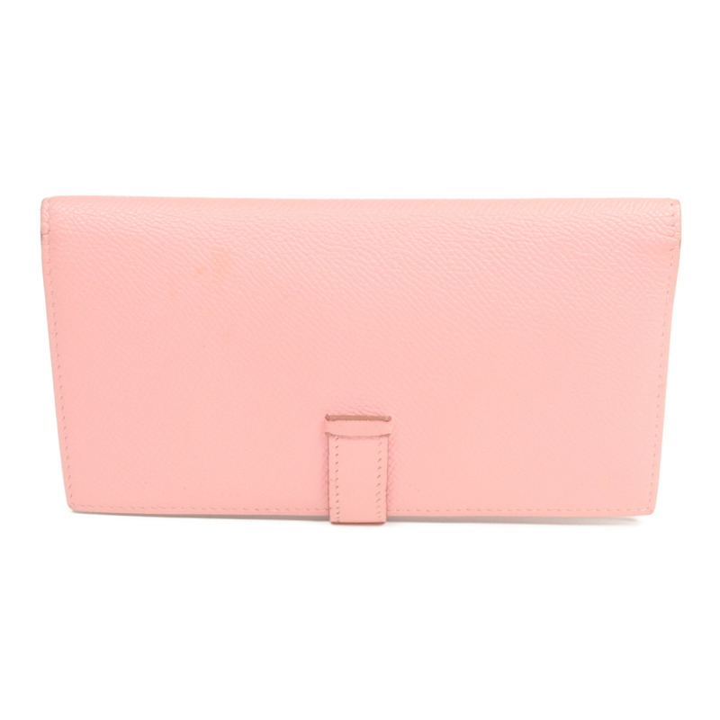 HERMES Epsom皮革Bearn Wallet銀扣長錢包Rose Confetti-1