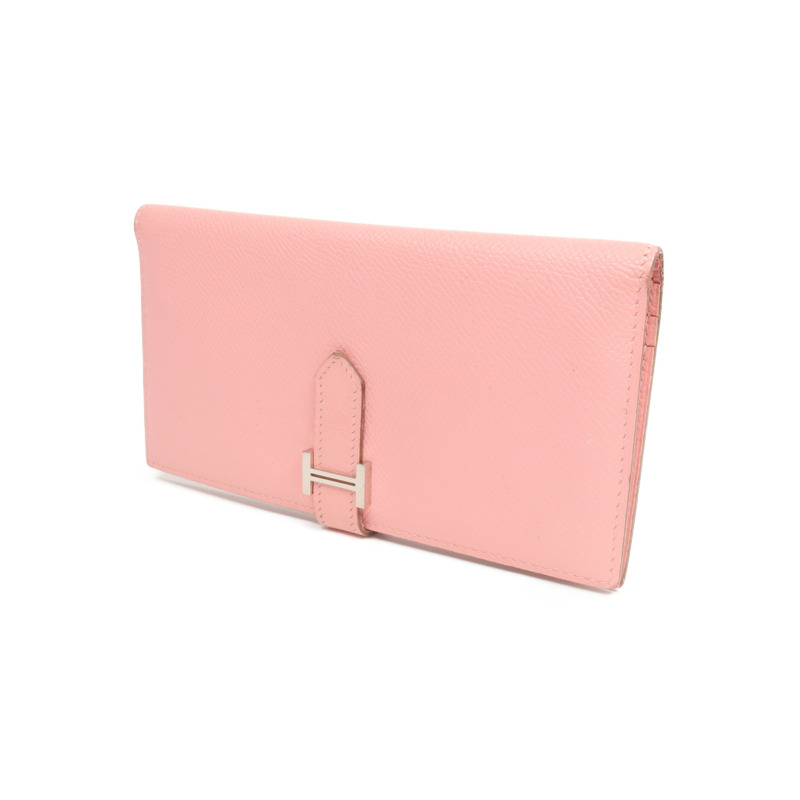 HERMES Epsom皮革Bearn Wallet銀扣長錢包Rose Confetti-2