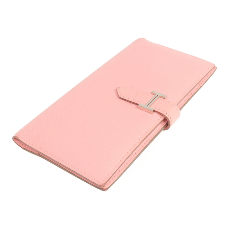 HERMES Epsom皮革Bearn Wallet銀扣長錢包Rose Confetti-3