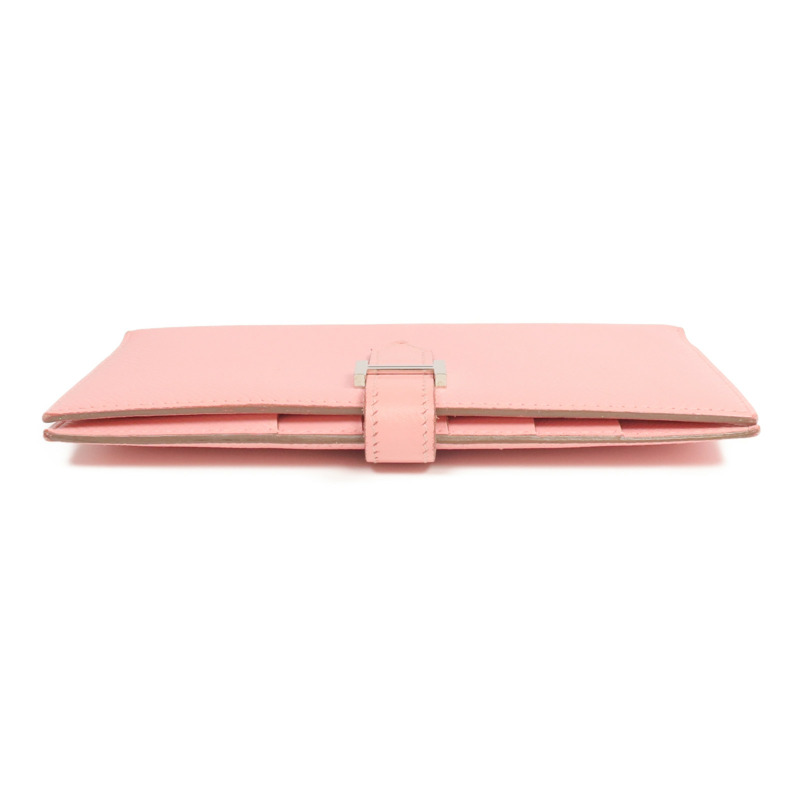HERMES Epsom皮革Bearn Wallet銀扣長錢包Rose Confetti-5