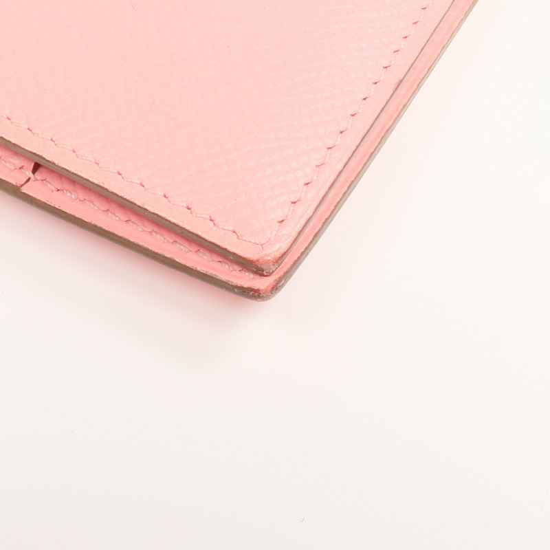 HERMES Epsom皮革Bearn Wallet銀扣長錢包Rose Confetti-6