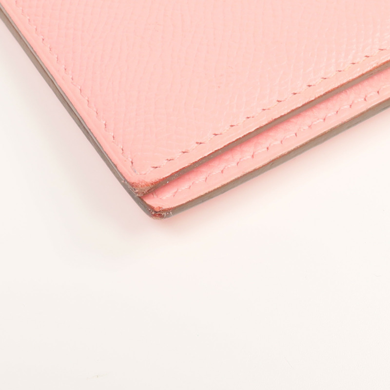 HERMES Epsom皮革Bearn Wallet銀扣長錢包Rose Confetti-7