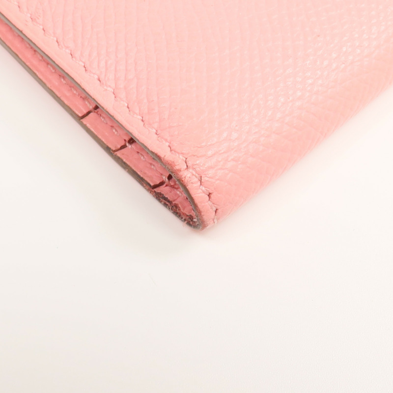 HERMES Epsom皮革Bearn Wallet銀扣長錢包Rose Confetti-8