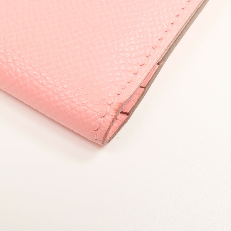 HERMES Epsom皮革Bearn Wallet銀扣長錢包Rose Confetti-9