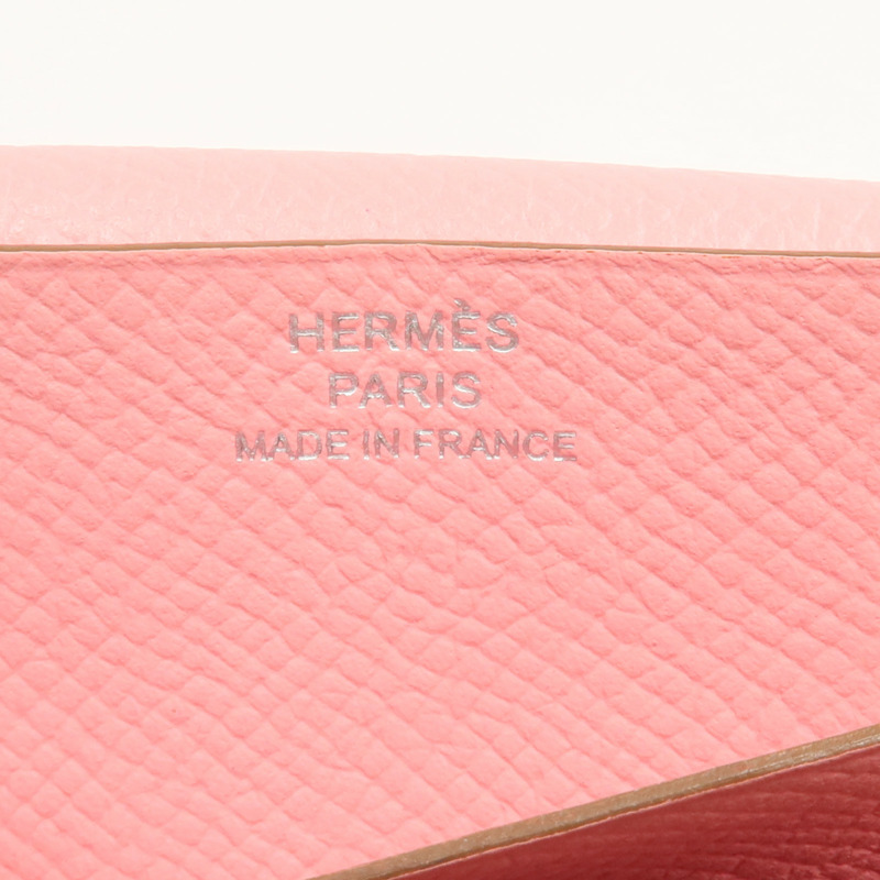 HERMES Epsom皮革Bearn Wallet銀扣長錢包Rose Confetti-12