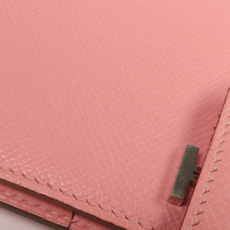 HERMES Epsom皮革Bearn Wallet銀扣長錢包Rose Confetti-19