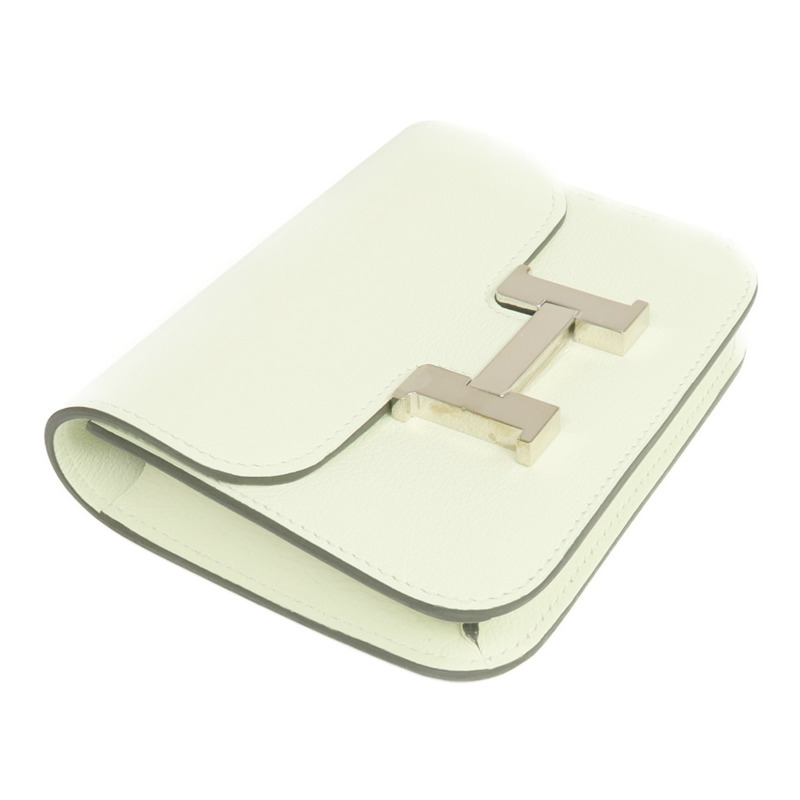 HERMES Evercolor皮革Constance Slim Wallet銀扣錢包Vert Fizz-3