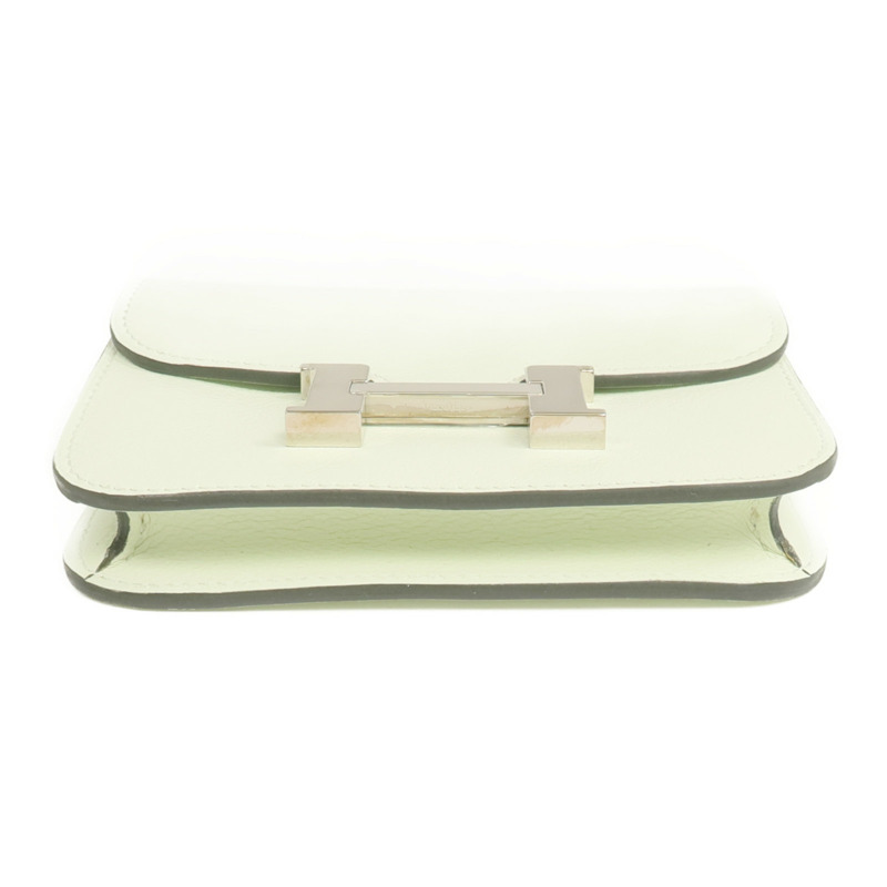 HERMES Evercolor皮革Constance Slim Wallet銀扣錢包Vert Fizz-5