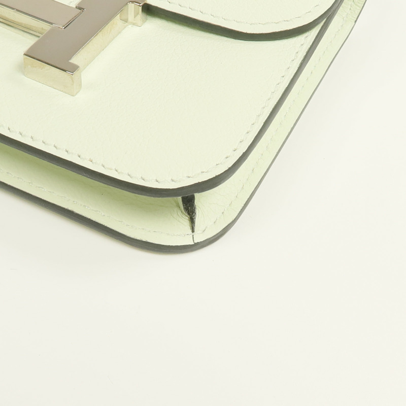 HERMES Evercolor皮革Constance Slim Wallet銀扣錢包Vert Fizz-6