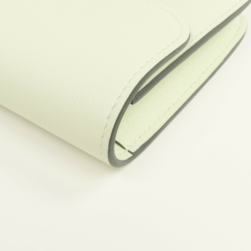 HERMES Evercolor皮革Constance Slim Wallet銀扣錢包Vert Fizz-9