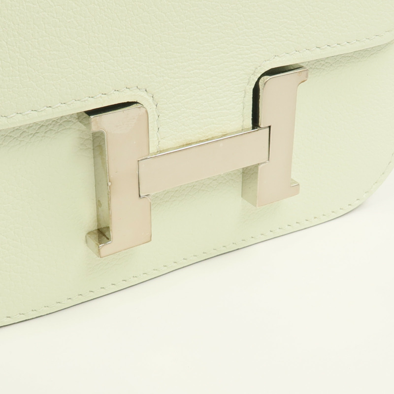 HERMES Evercolor皮革Constance Slim Wallet銀扣錢包Vert Fizz-10