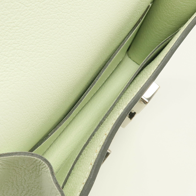 HERMES Evercolor皮革Constance Slim Wallet銀扣錢包Vert Fizz-11