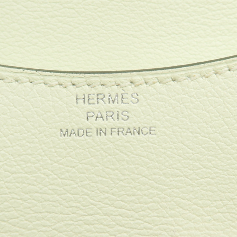 HERMES Evercolor皮革Constance Slim Wallet銀扣錢包Vert Fizz-12