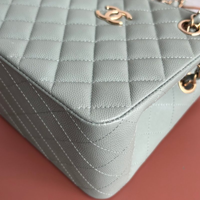 ::CHANEL:: AS3176 藍灰色菱格紋荔枝皮革淡金雙C方型鏈包-12