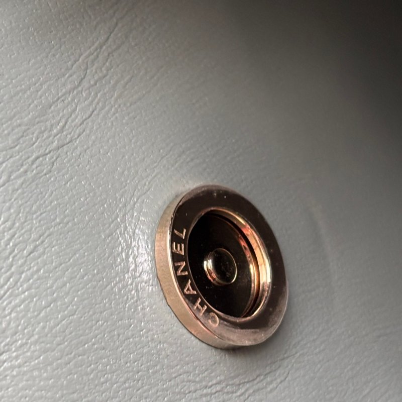 ::CHANEL:: AS3176 藍灰色菱格紋荔枝皮革淡金雙C方型鏈包-18