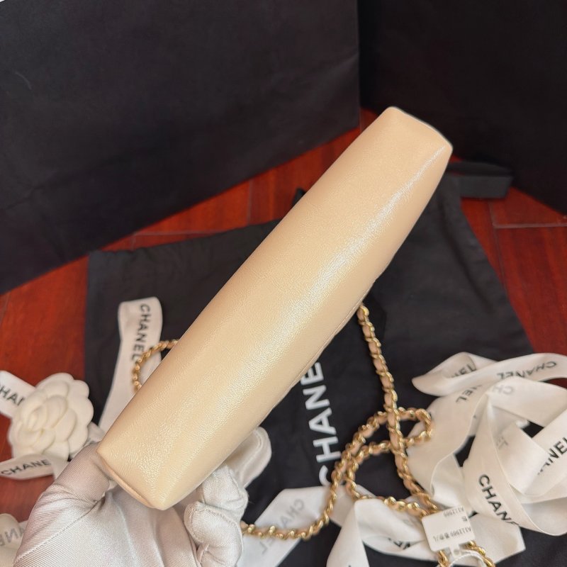全新品 香奈兒/Chanel 米色菱格金扣羊皮31bag Nano鏈條包-4