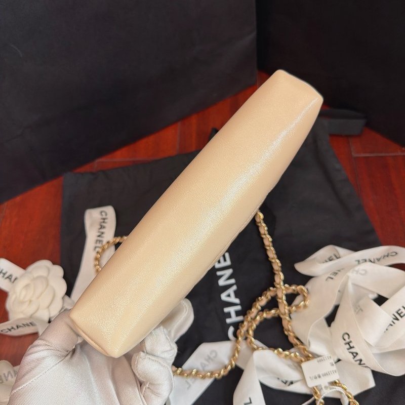 全新品 香奈兒/Chanel 米色菱格金扣羊皮31bag Nano鏈條包-7