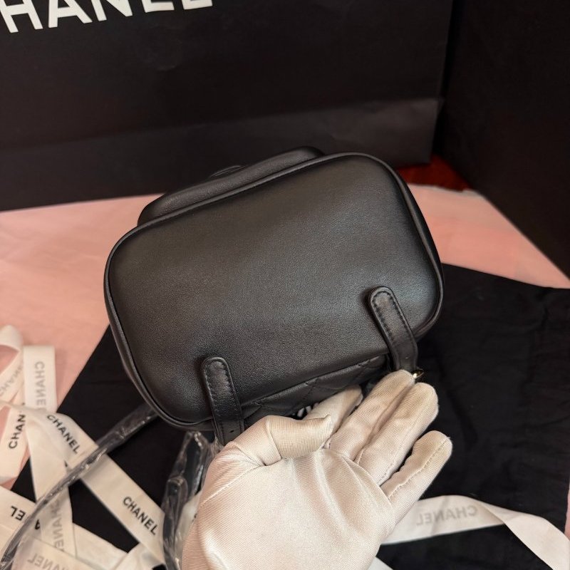 近新品 香奈兒/Chanel Duma小號後背包黑金菱格牛皮-3