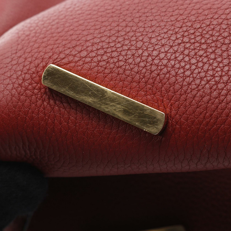 LOEWE Barcelona Logo 手提包，紅色皮革，二手女款-4