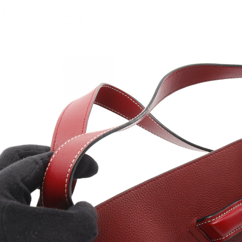 LOEWE Barcelona Logo 手提包，紅色皮革，二手女款-7