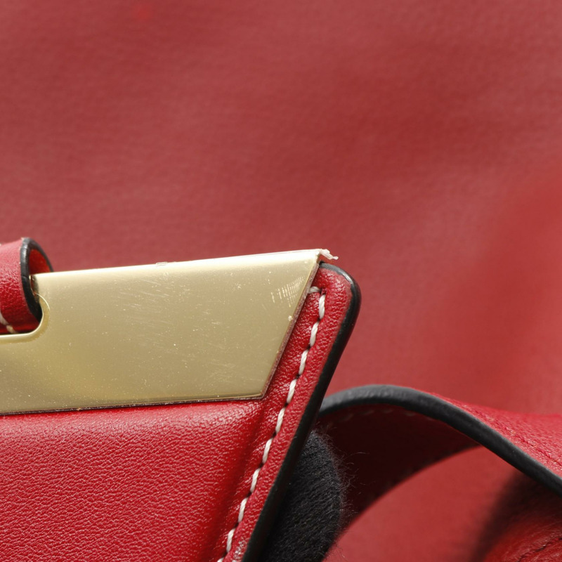 LOEWE Barcelona Logo 手提包，紅色皮革，二手女款-9